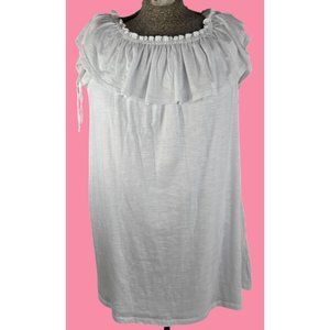 NWT White Ruffle Off-Shoulder lined Top By Saks Fifth Avenue Boho cottage‎